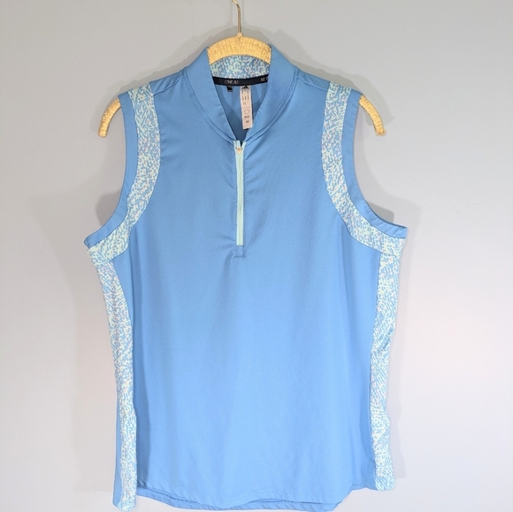 adidas Tops - Adidas Blue Sleeveless Quarter Zip Golf Top